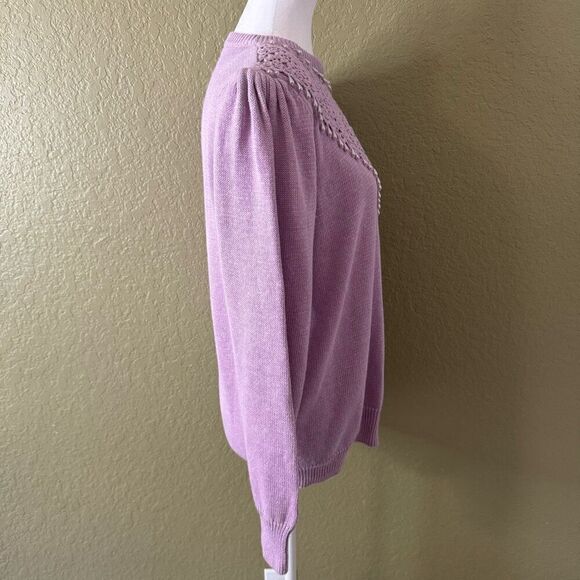 Dana Scott S Pearl Fringe Crochette Pullover Sweater Pastel Purple Coquette - Picture 4 of 6